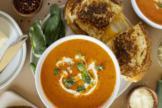 4-Grilled Cheese With Rich Tomato Basil Soup