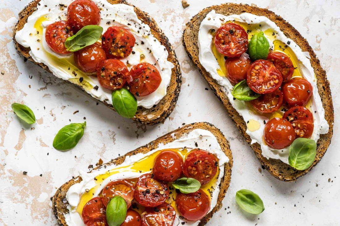 Creamy Ricotta & Roasted Cherry Tomato Toast with Fresh Basil